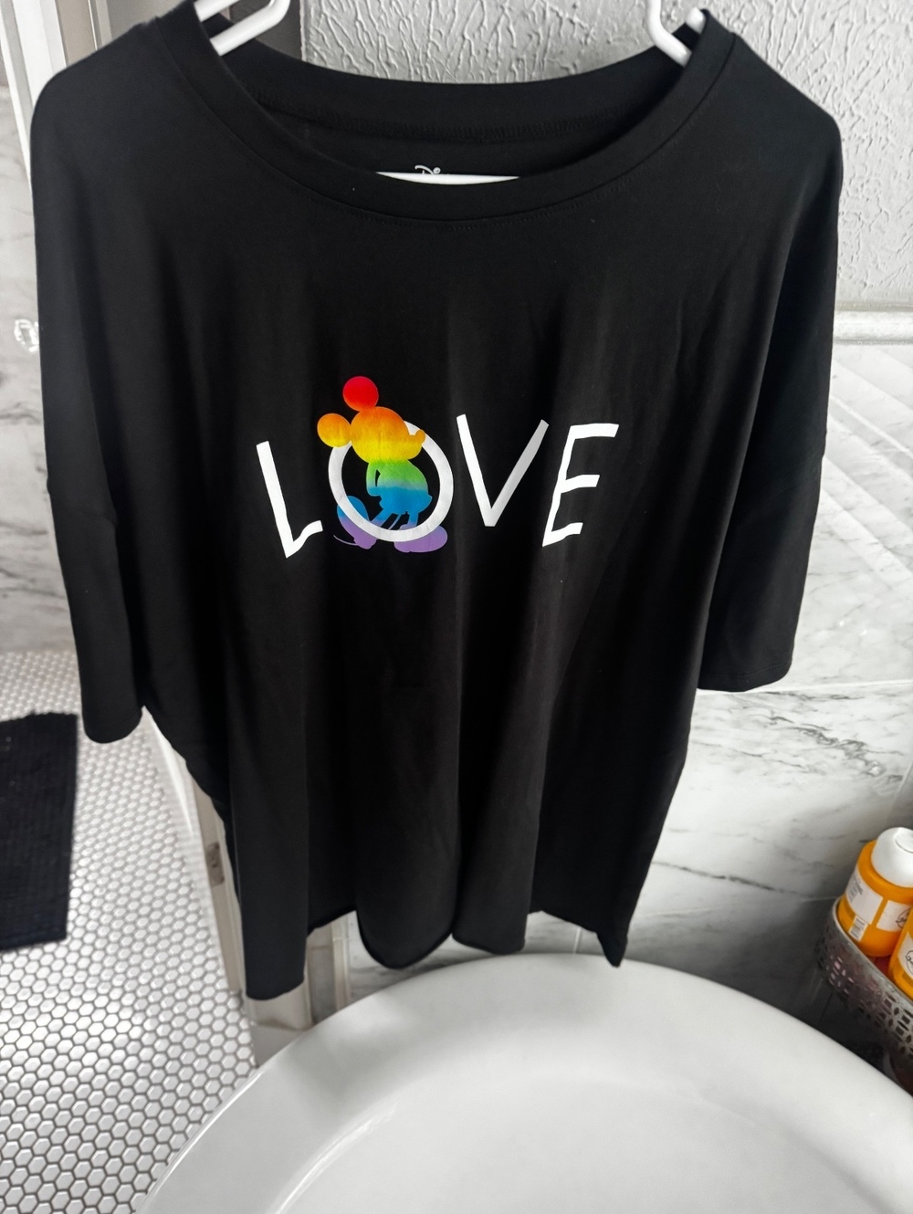 VINTAGE Disney Mickey Mouse Love rainbow graphic black T shirt size 3X